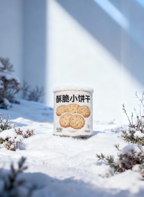 将图示商品变成摇粒绒质感，瓶身有精致刺绣文字与图案，还原商品颜色细节。丰富背景，冬日场景预览效果