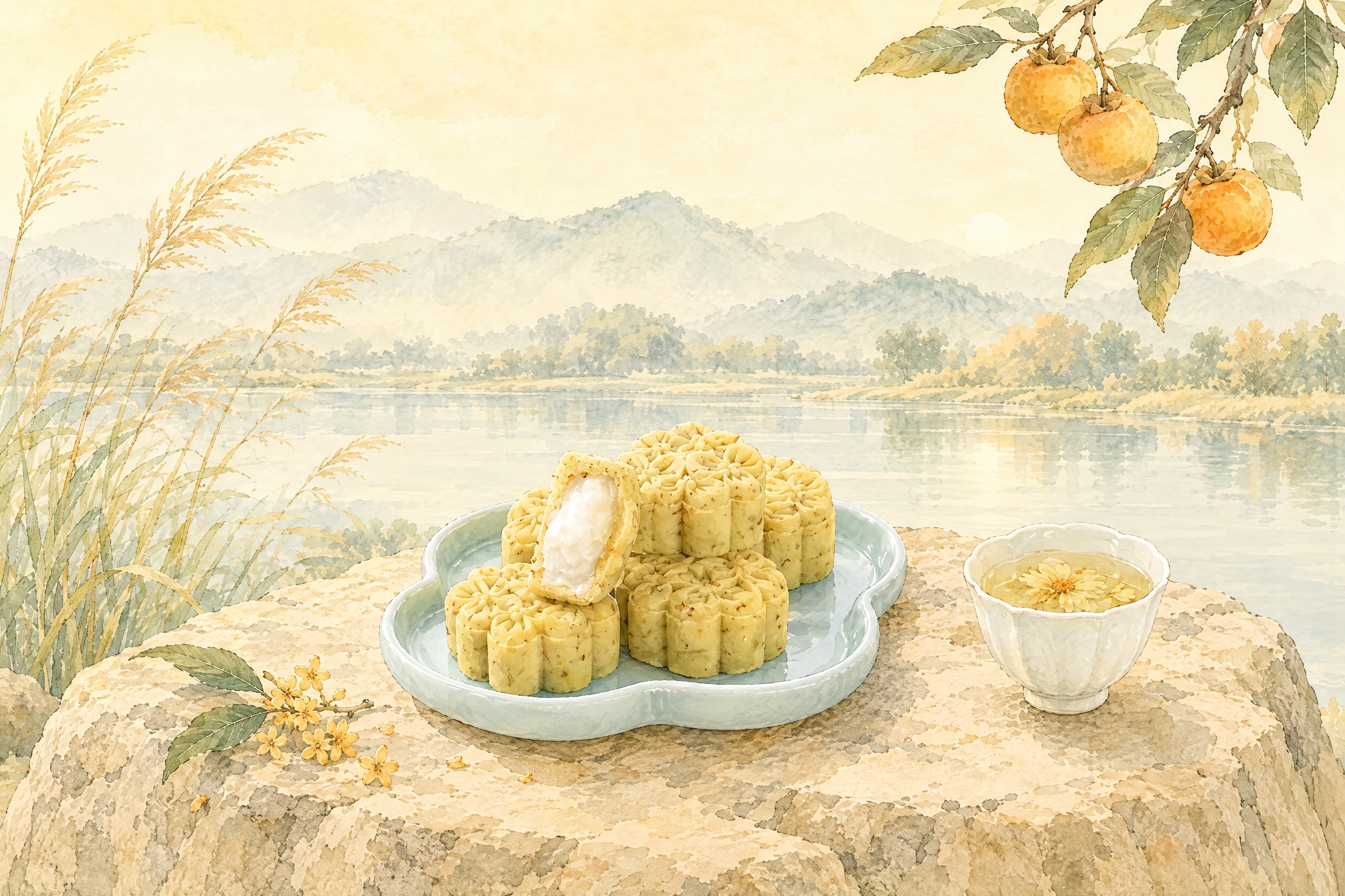 水彩国风插画，参考图1的绘画风格，画面主体居中，3:2横版构图… - 图片创意预览