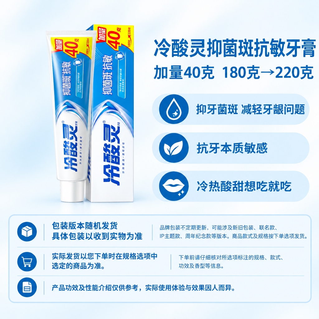 复刻指定电商主图版式，1:1方图。左侧商品区放置冷酸灵抑菌斑抗… - 图片创意预览