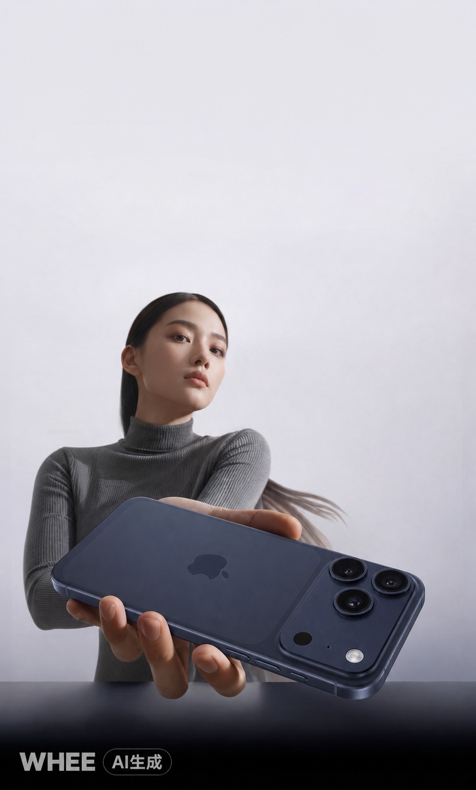 将第一张图中美女手中的银色手机（含上方充电宝）整体替换为第二张… - 图片创意预览