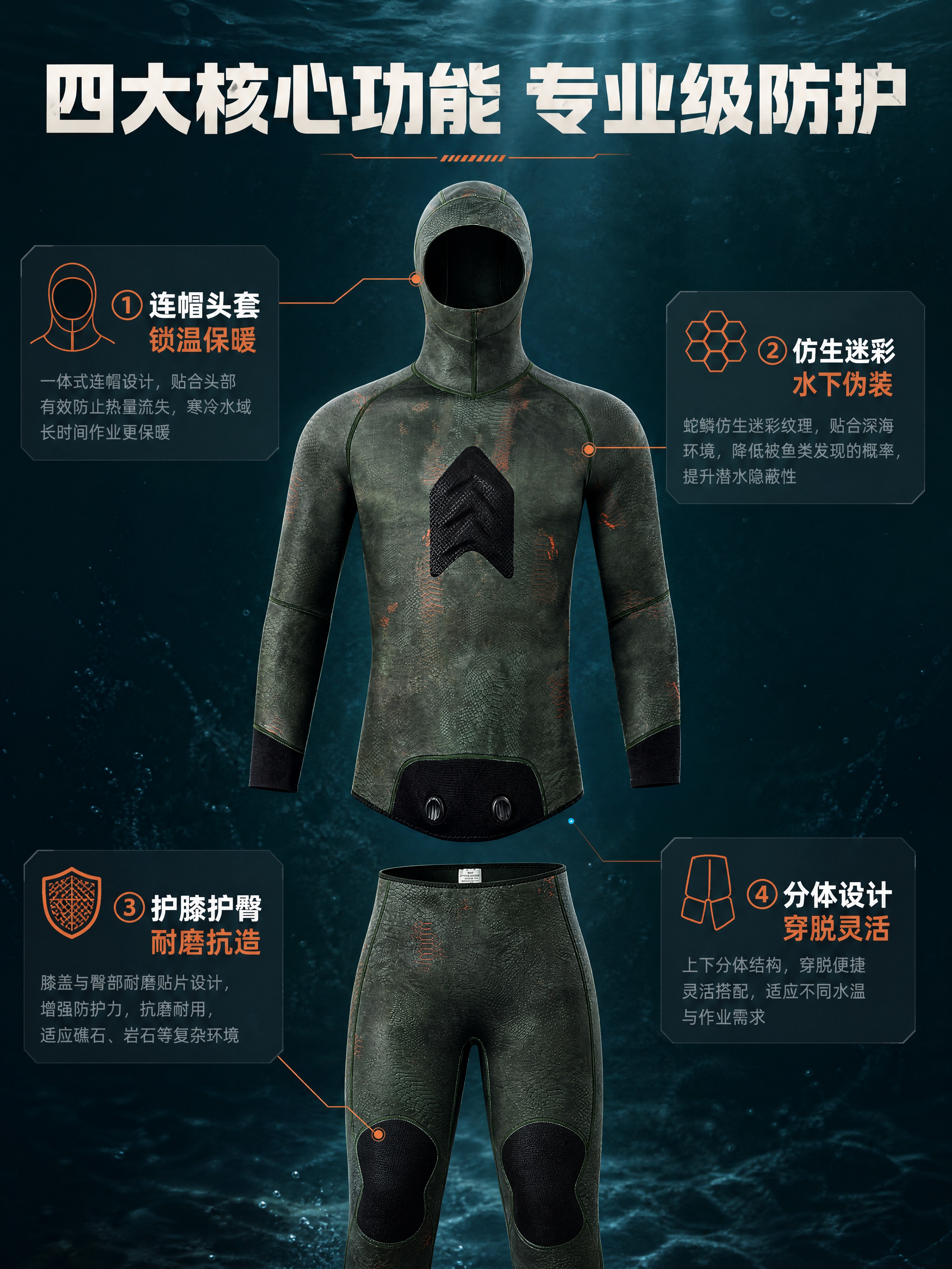 [商品] 使用【图1】【图3】【图4】【图6】分体式连帽潜水服… - 图片创意预览