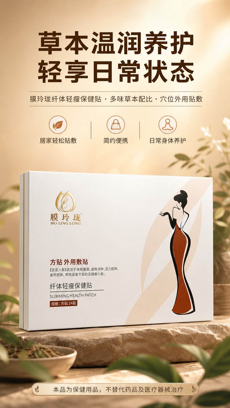 [商品] 使用【图1】膜玲珑纤体轻瘦保健贴外盒包装；保留白色盒… - 图片创意预览