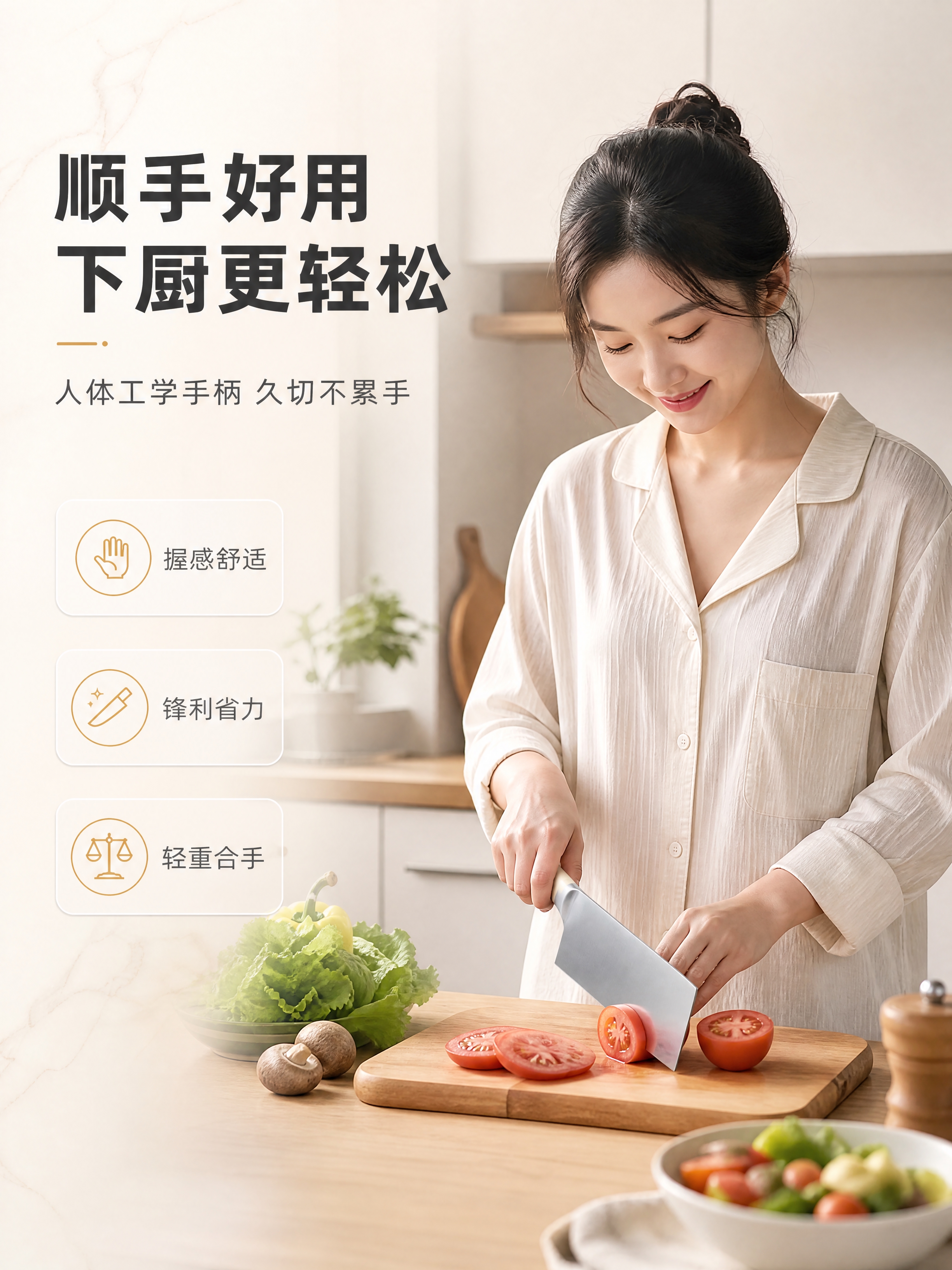[商品] 使用【图6】LANG DA白色手柄菜刀；保留刀型、奶… - 图片创意预览