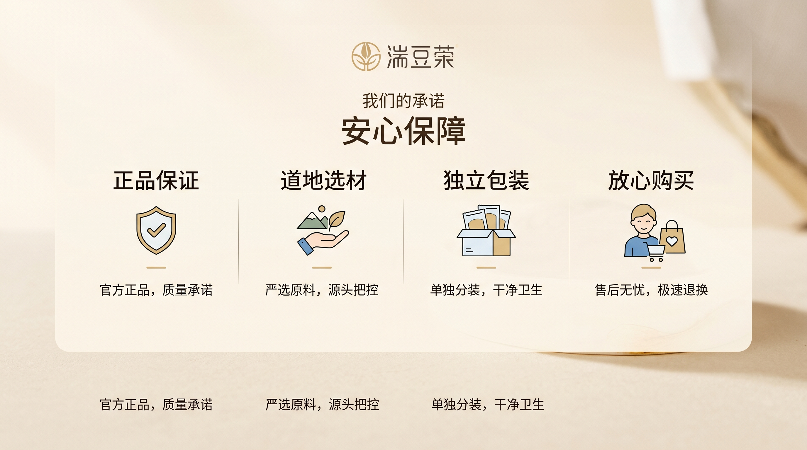 详情页售后保障模块：延续整体风格，底部安心保障板块，展示售后承… - 图片创意预览