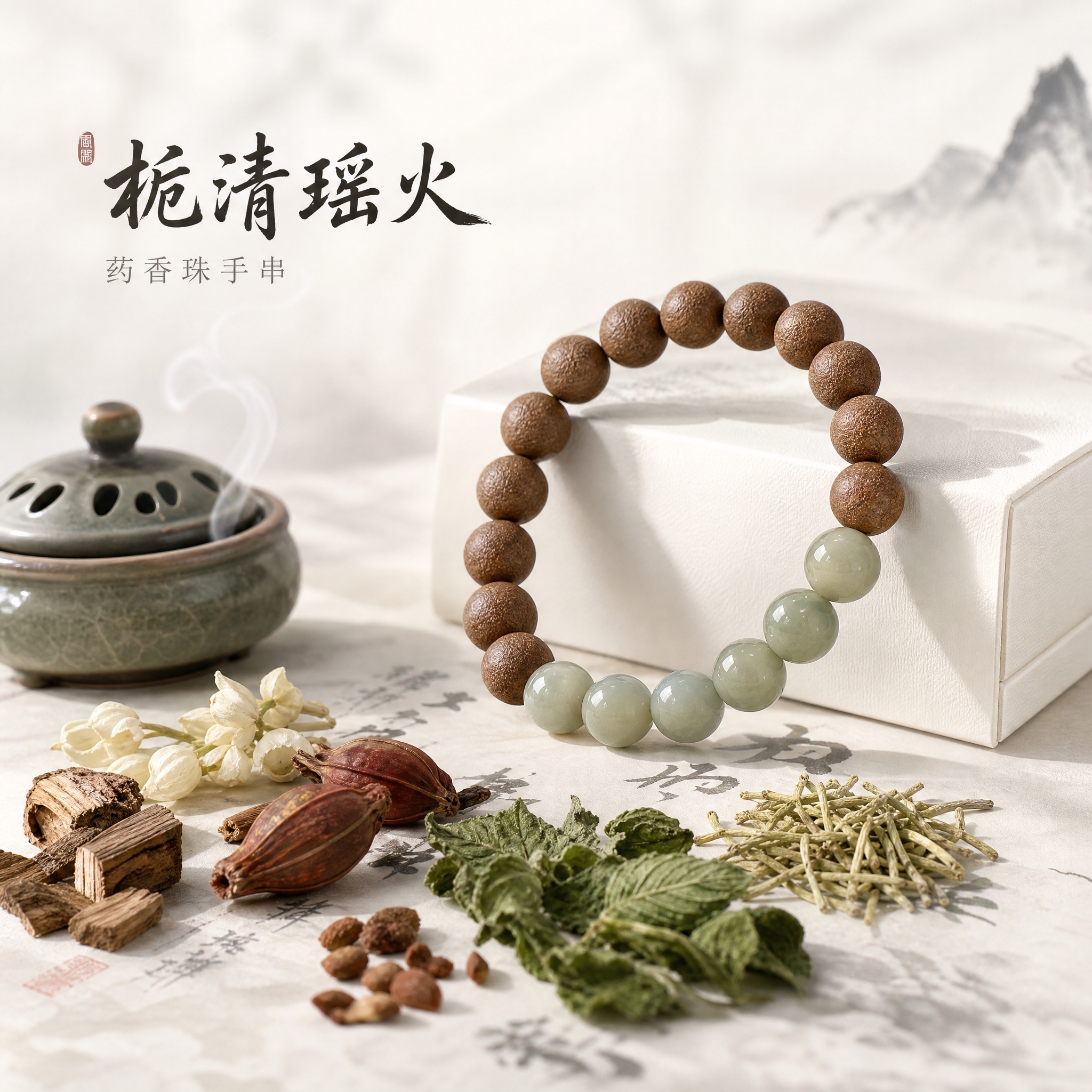 [主图-1] 首图点击率 栀清瑶火药香珠手串整体氛围展示 突出… - 图片创意预览