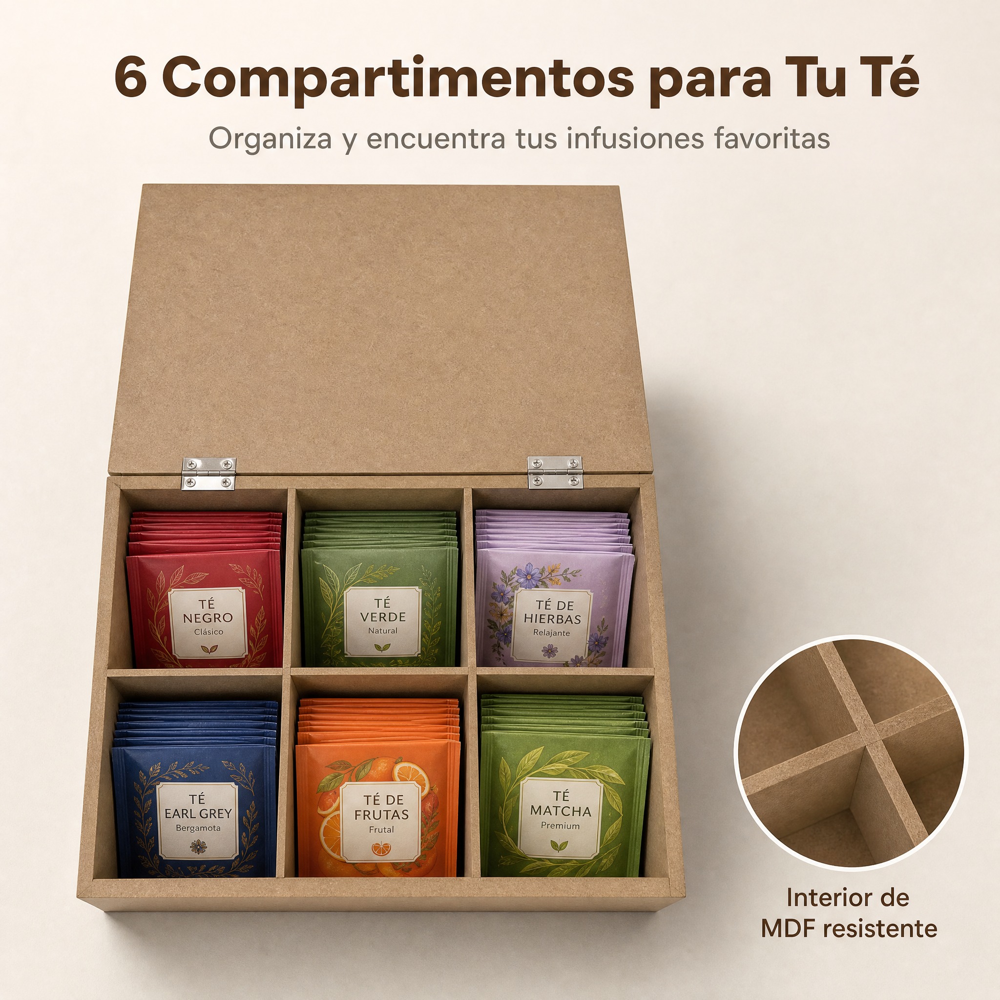 [主图-2] Caja de Té de Madera MDF… - 图片创意预览