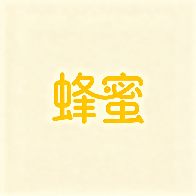 汉字标logo设计，结合蜜蜂线条和蜂蜜文字，蜜蜂线条贯空融入"蜂蜜"两个汉字中，整体风格活泼圆润，极简几何风格，采用图形化设计，笔画流畅，保留汉字可读性，蜜蜂造型自然穿插在笔画中，矢量logo，暖黄色预览效果