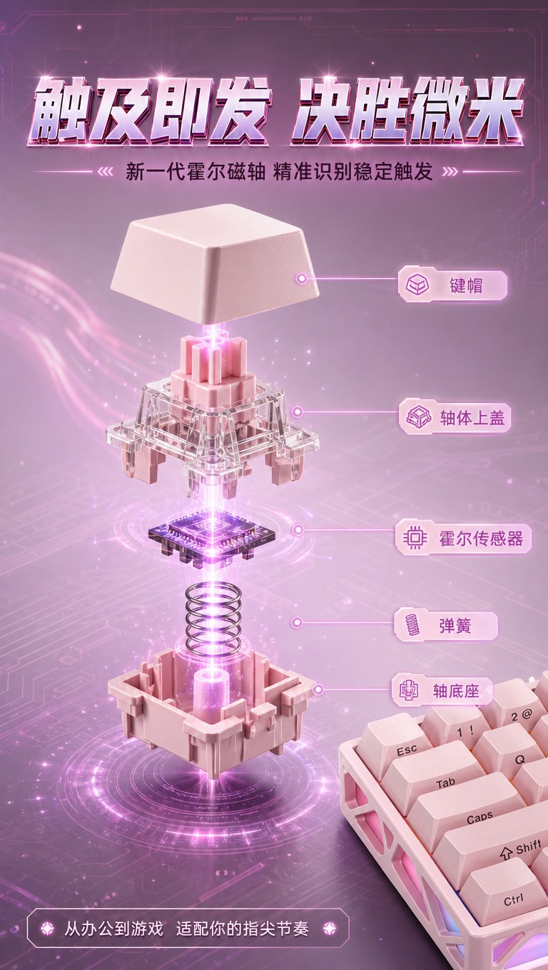 [商品] 使用【图4】【图10】粉色机械键盘；保留键帽结构、粉… - 图片创意预览