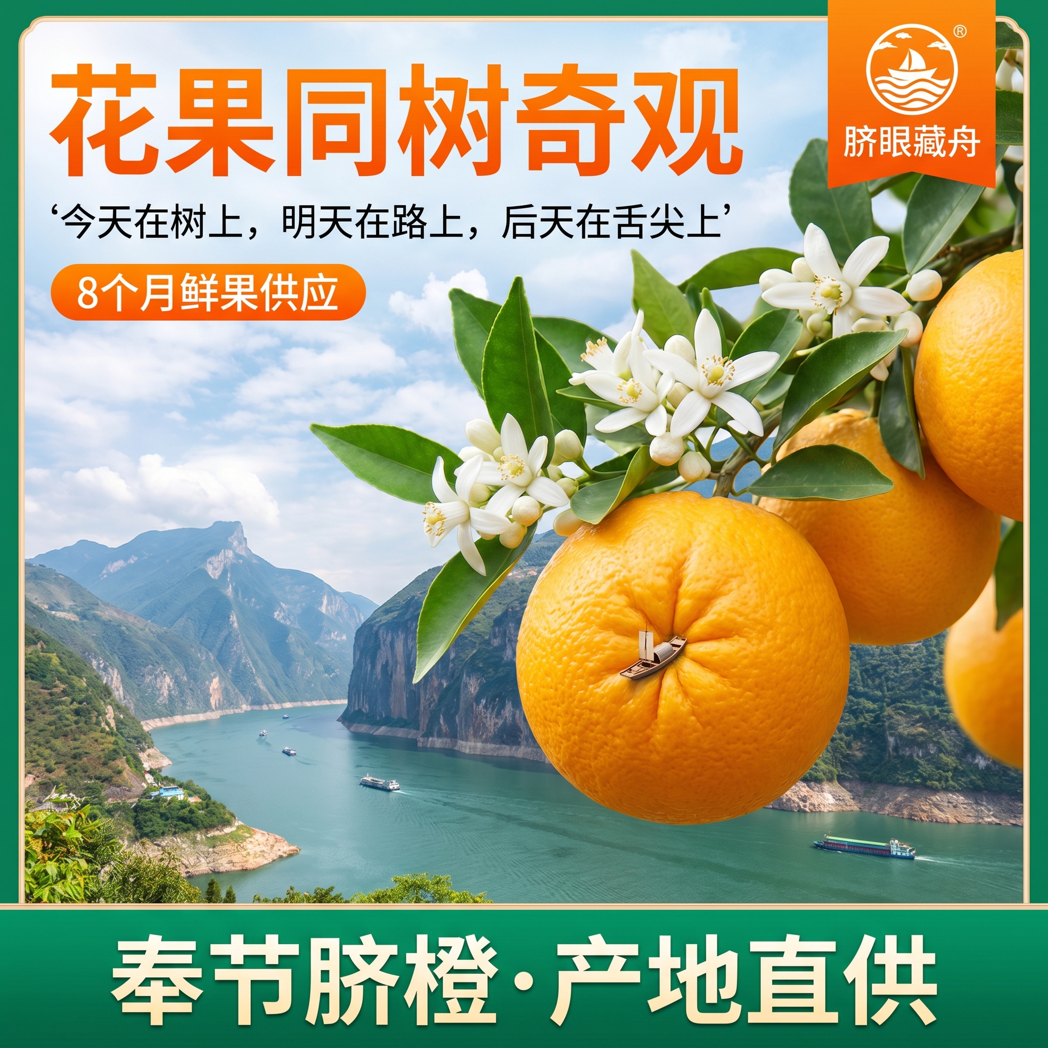 设计五张关于脐橙海报主图 主图一：千年诗“橙”·文化篇 · 主… - 图片创意预览