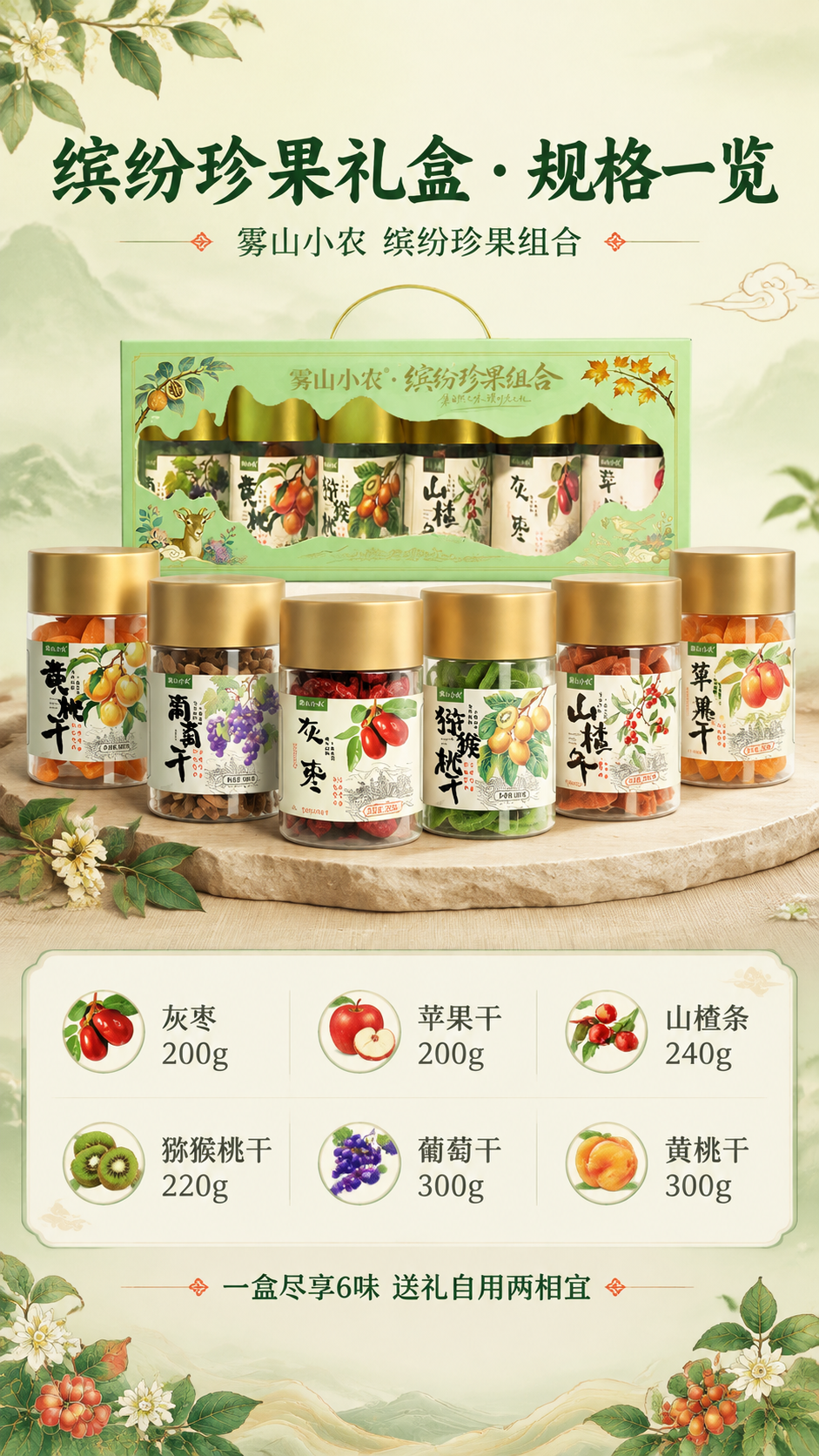 [商品] 使用【图1】雾山小农缤纷珍果组合礼盒+6罐果干全家福… - 图片创意预览