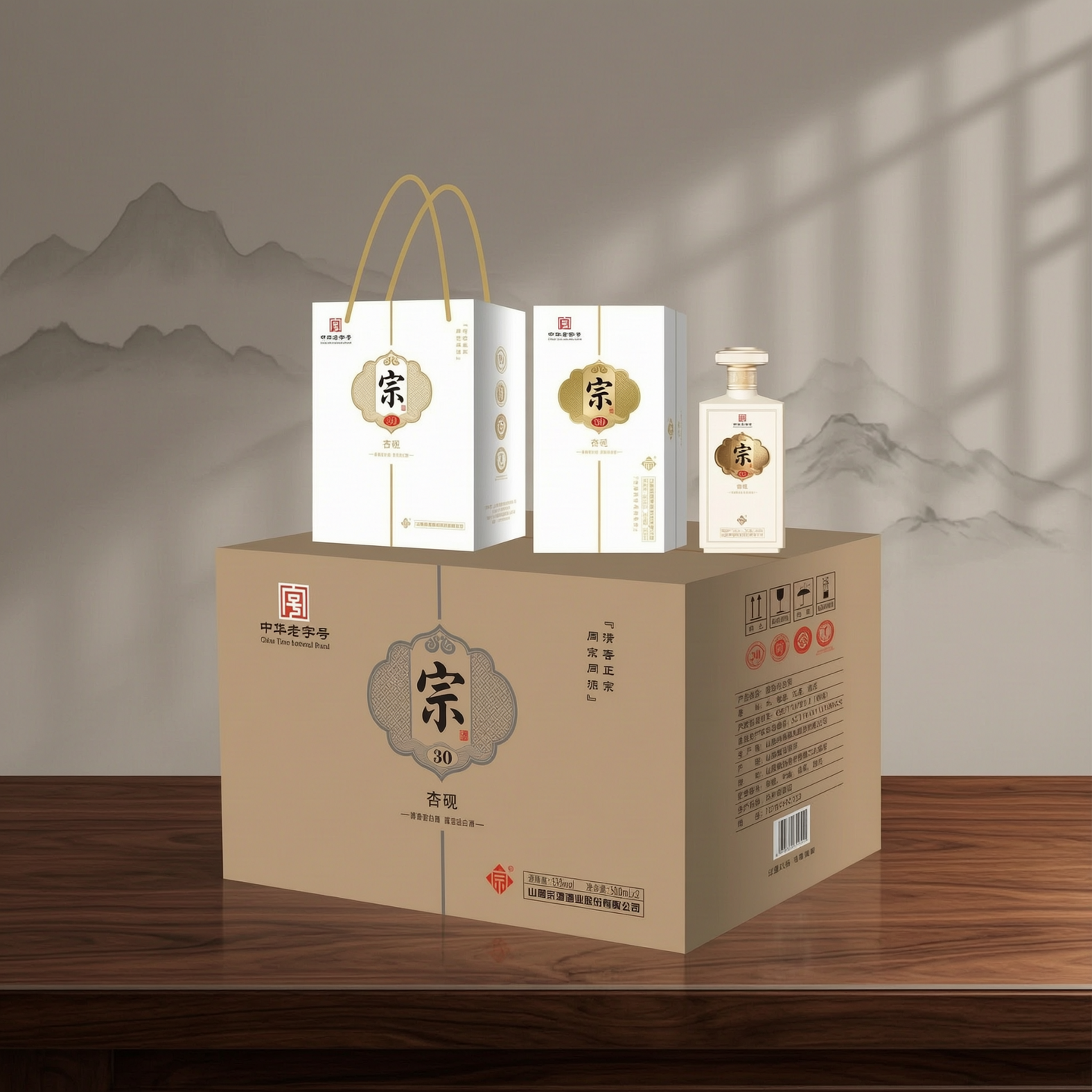 为图中的白酒产品生成高端中式风格背景图，保持产品主体不变，将背… - 图片创意预览
