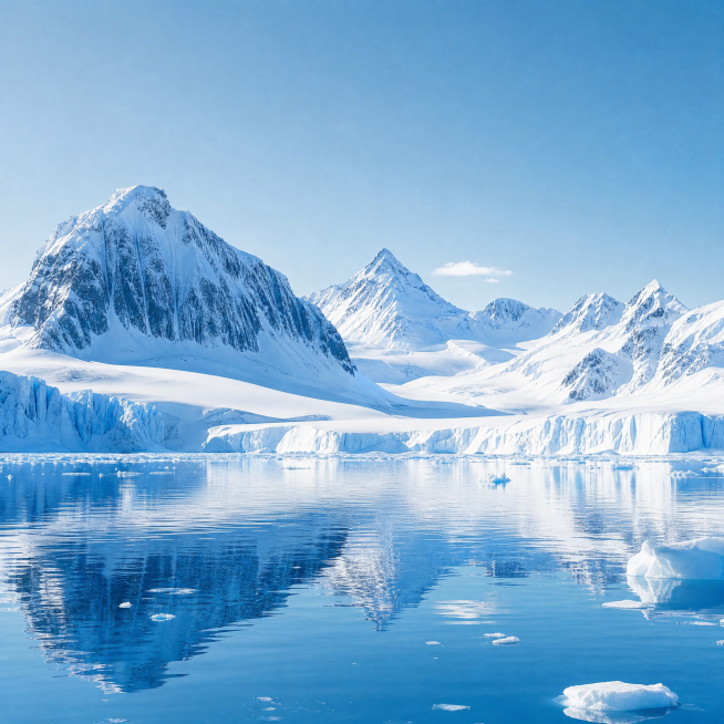 参考原图片的风格，重新生成冰天雪山湖泊风景，保持蓝色调与写实摄影风格预览效果