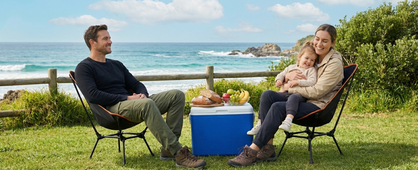 这是一款专为露营、野餐、垂钓等户外活动设计的便携折叠椅，兼具轻便性与舒适性。
材质与结构
椅面：采用耐磨抗撕裂的黑色牛津布，边缘用橙色包边加固，提升耐用性。椅身侧面有透气网布设计，增强空气流通，避免久预览效果
