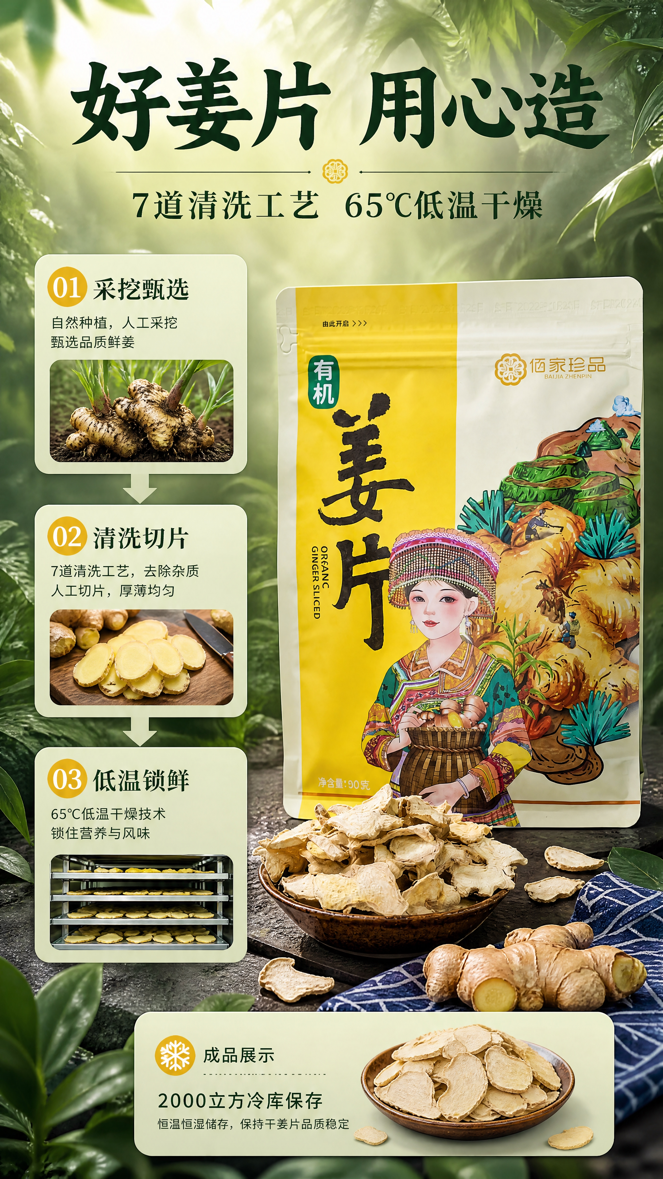 [商品] 使用【图6】干姜片、鲜姜与包装袋组合；保留各物品外观… - 图片创意预览