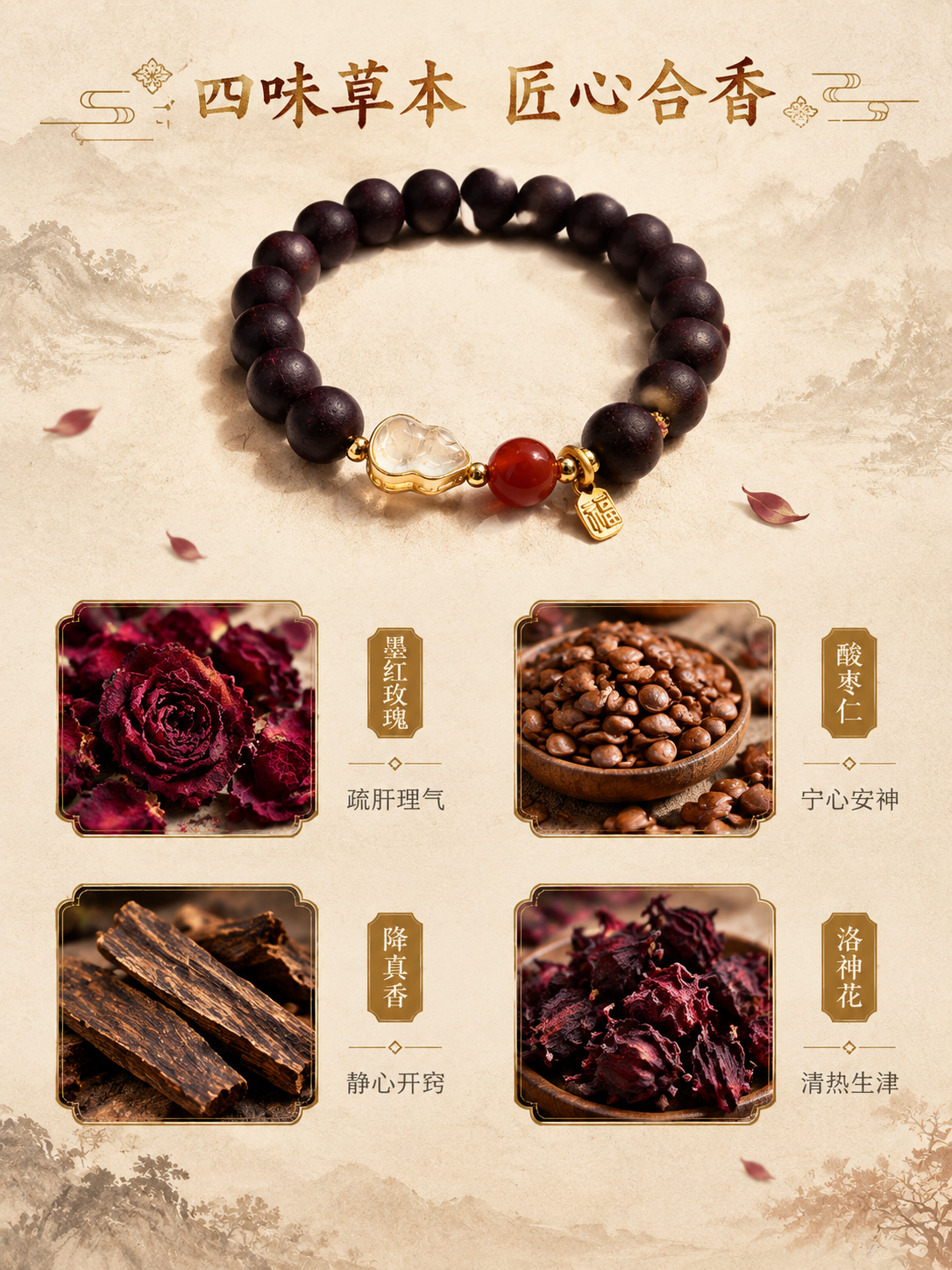 [商品] 使用【图1】墨红玫瑰酸枣仁合香珠手串；保留深紫色合香… - 图片创意预览