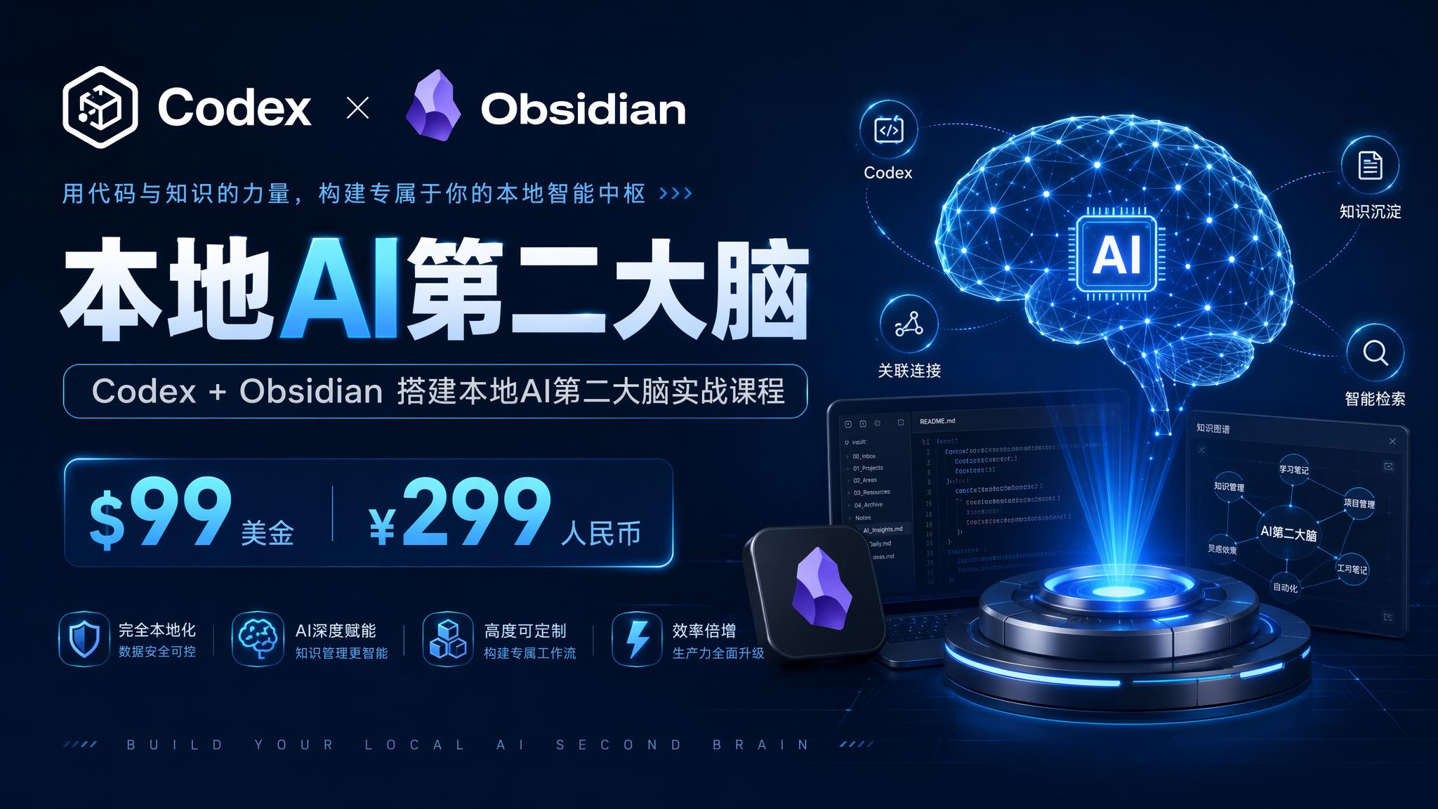 微信公众号首图，主题是Codex加Obsidian搭建本地AI… - 图片创意预览