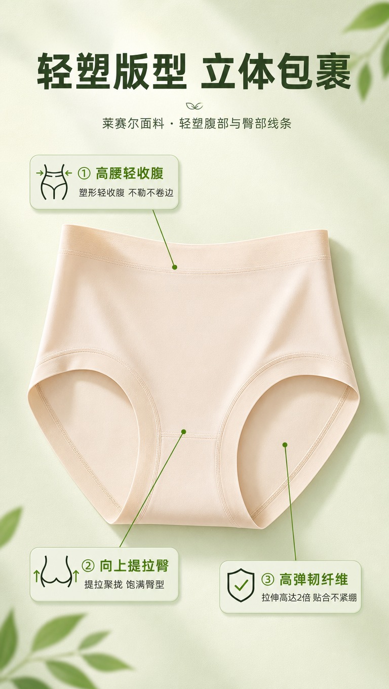 [商品] 使用【图1】【图5】高腰内裤；商品处理：保留高腰腰头… - 图片创意预览