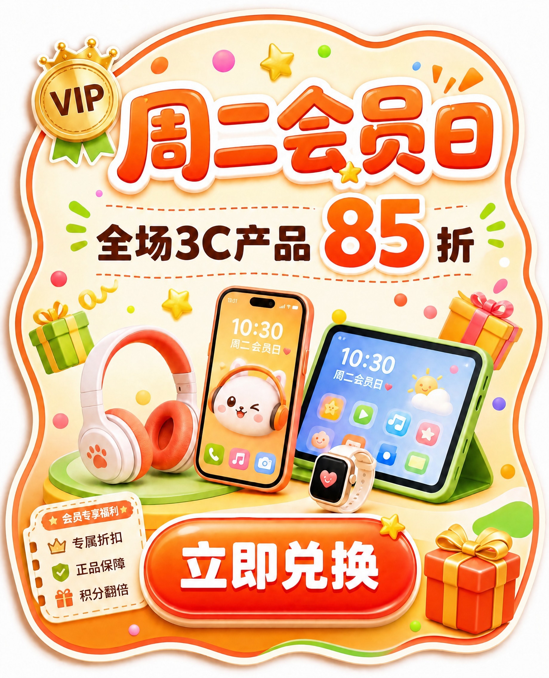 将右下角的"二维码占位"绿色方块区域替换为一个可爱的3D礼物盒… - 图片创意预览