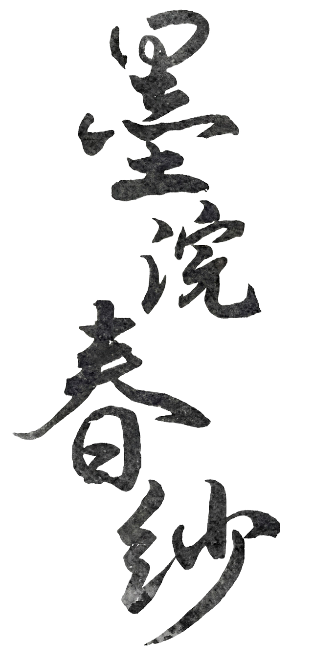 生成一模一样字体，内容：墨浣春纱  书法字，只要字不要背景