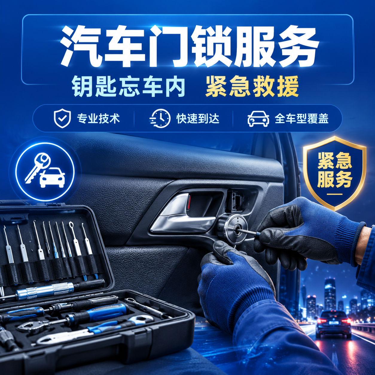 [主图-6] 汽车门锁服务主题主图，核心任务是展示专业汽车门锁… - 图片创意预览