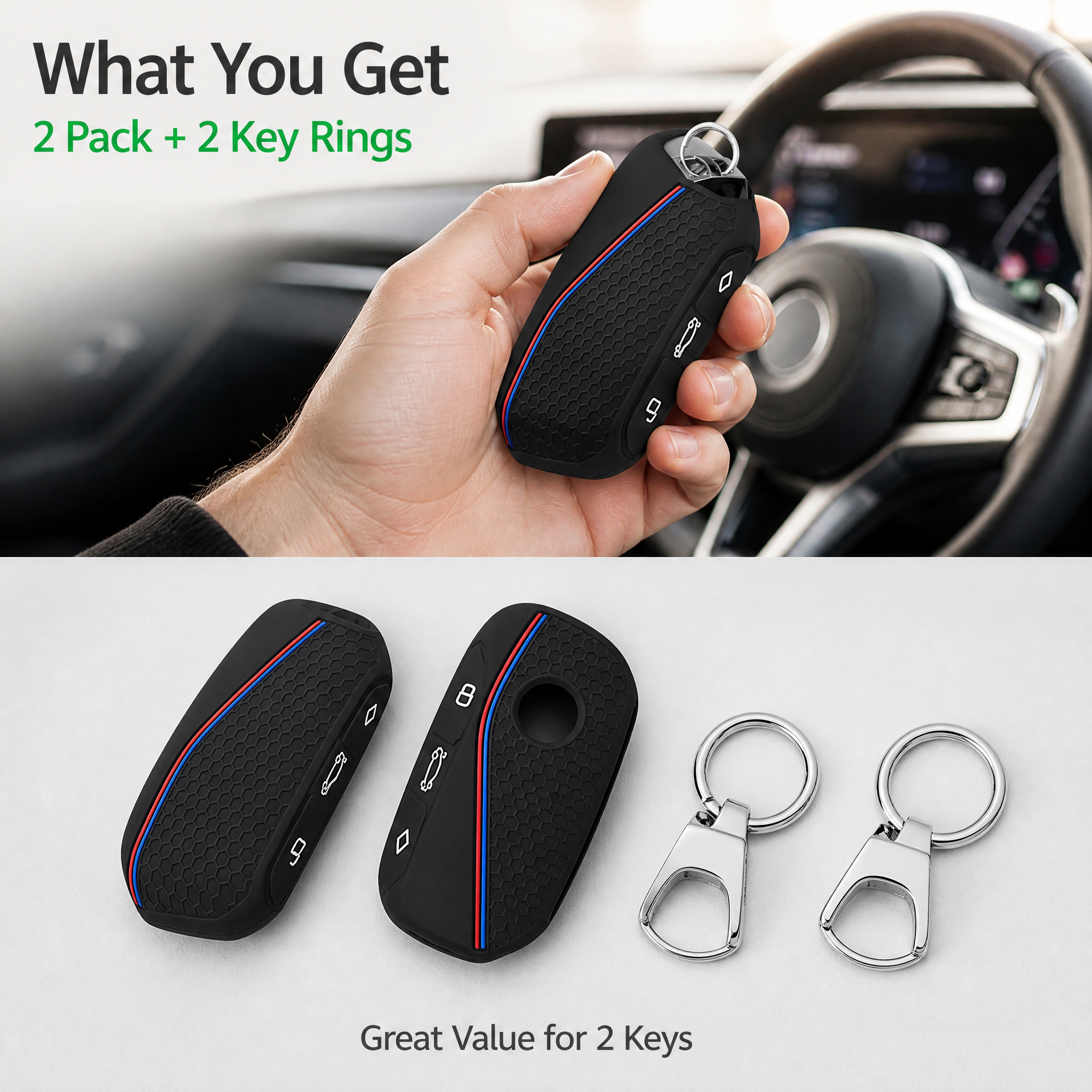 [主图-6] 2 Pack Silicone Key Fob… - 图片创意预览
