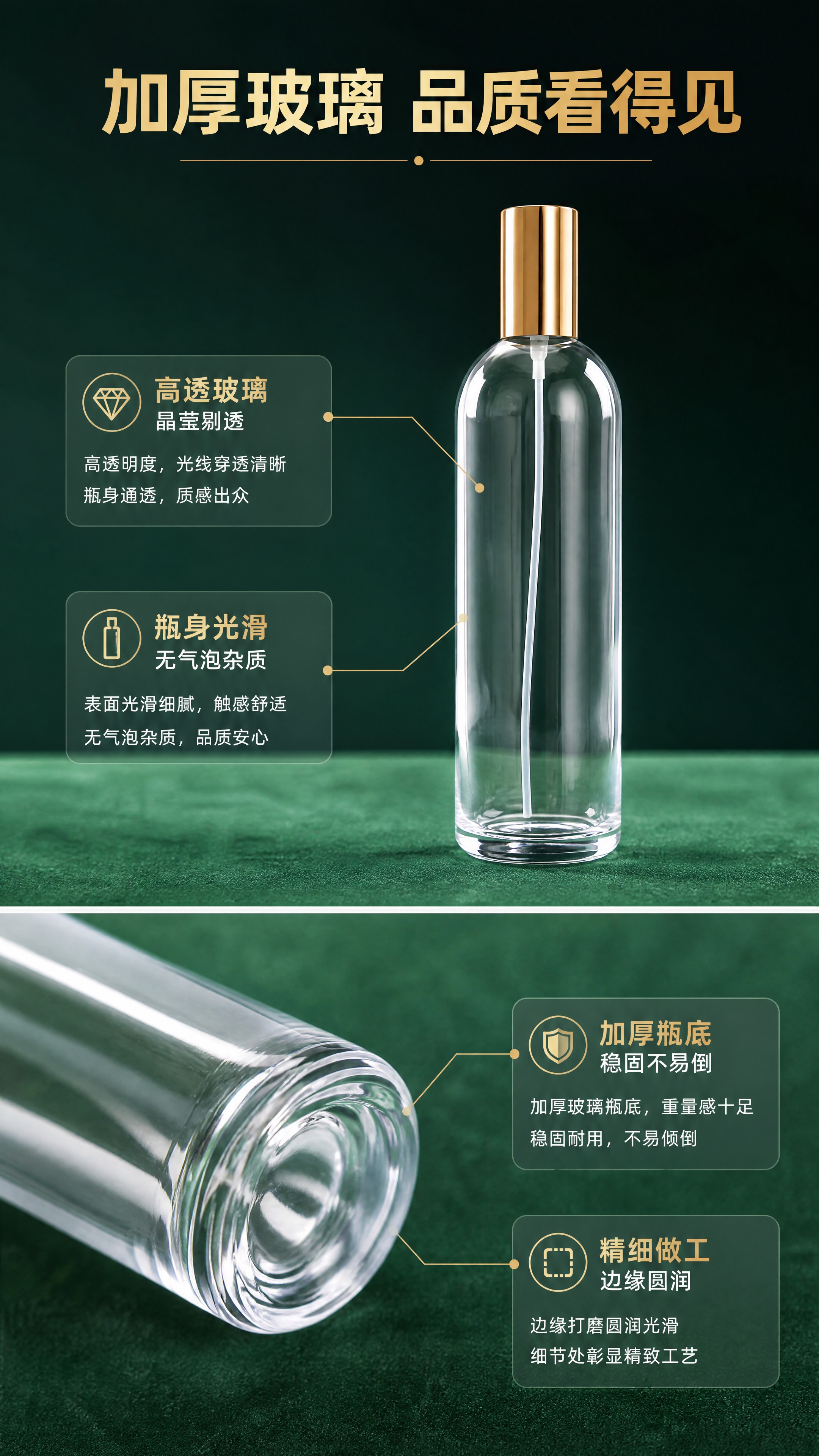 [商品] 使用【图9】瓶底特写与【图1】完整瓶身；保留透明玻璃… - 图片创意预览