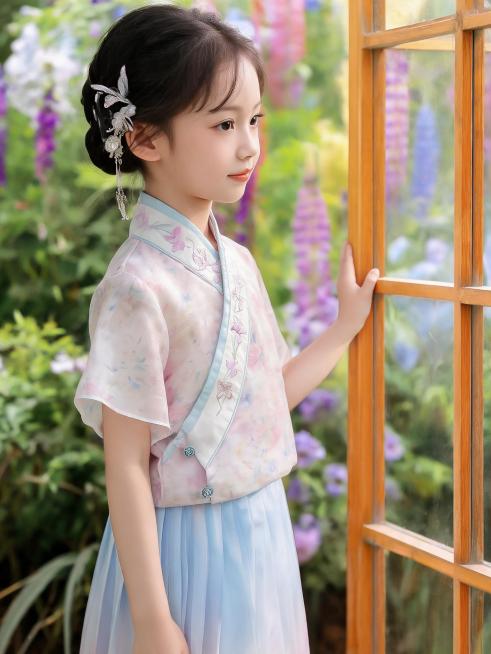 【主体保护指令】请保持参考图 1 中的【同一模特、同一服装、同一场景花海木窗背景】一致，包括面部五官、服装细节、背景色调、光影，不做改动。仅姿势、镜头景别、朝向按1组差异化生成。画面整体为电商模特展示预览效果