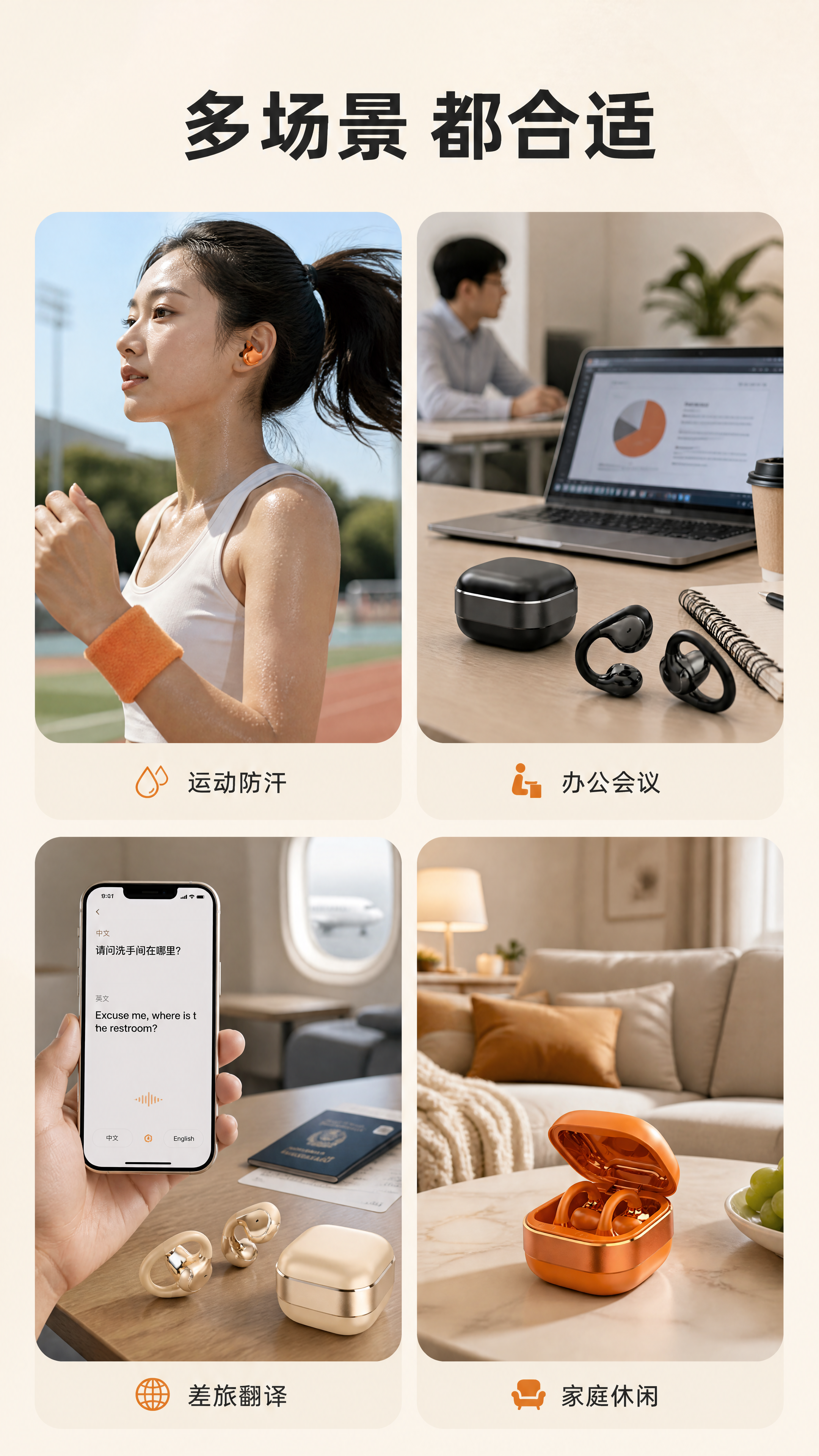 [商品] 使用【图10】鎏金橙色耳机用于运动场景，使用【图1】… - 图片创意预览