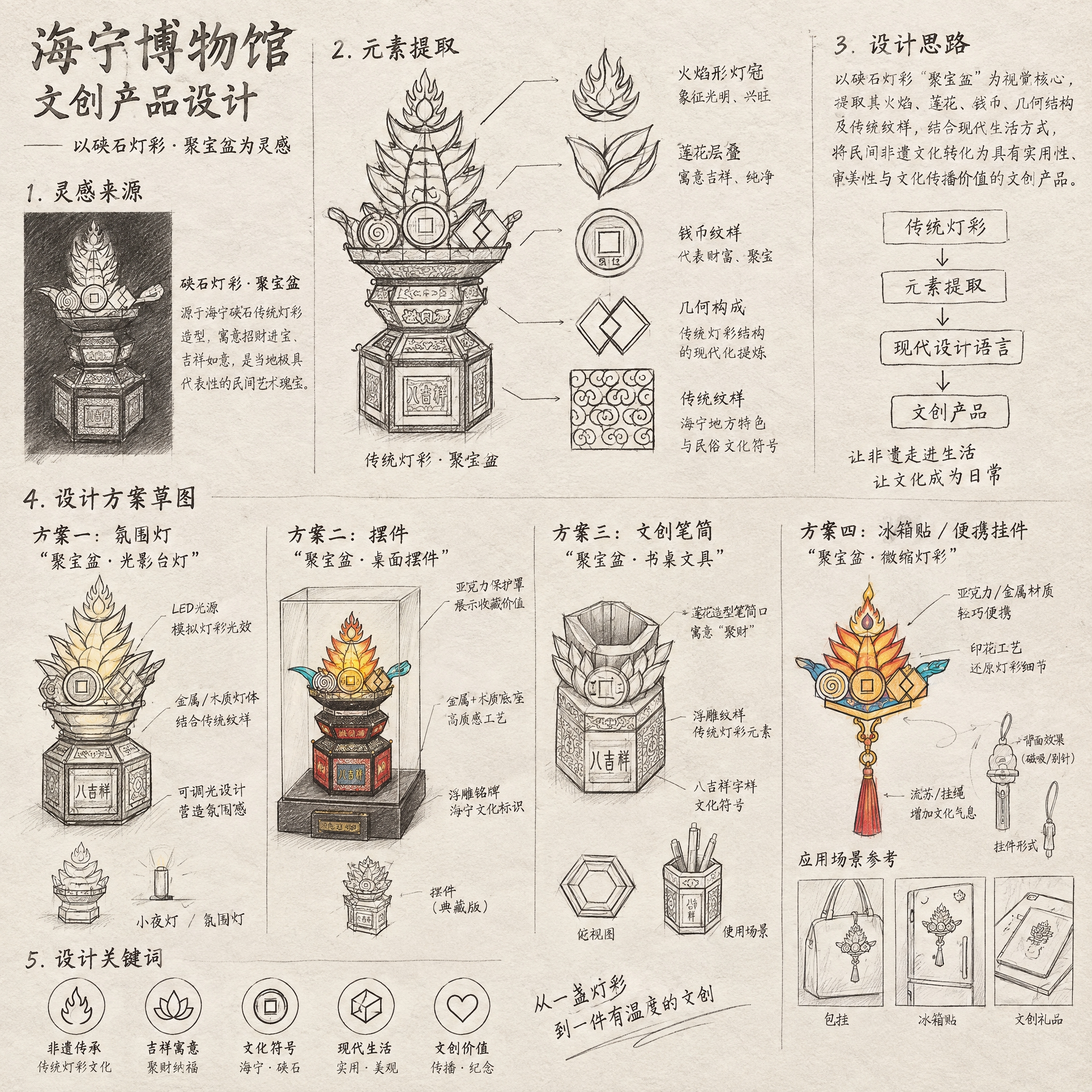 海宁博物馆文创产品设计第1张：概念草图阶段。以参考图中的传统硖… - 图片创意预览