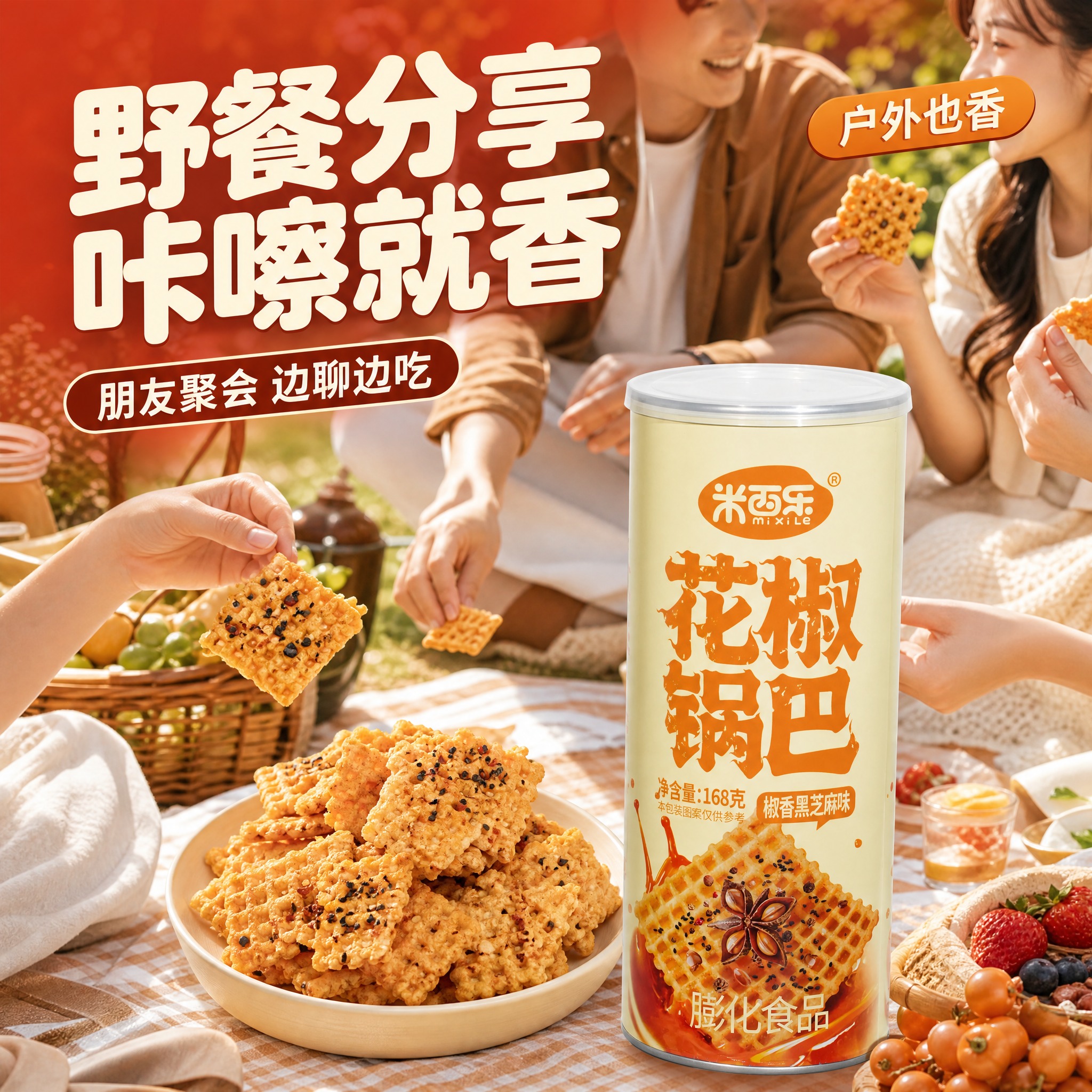 [主图-S3] 淘宝/天猫场景图：米西乐花椒锅巴椒香黑芝麻味户… - 图片创意预览