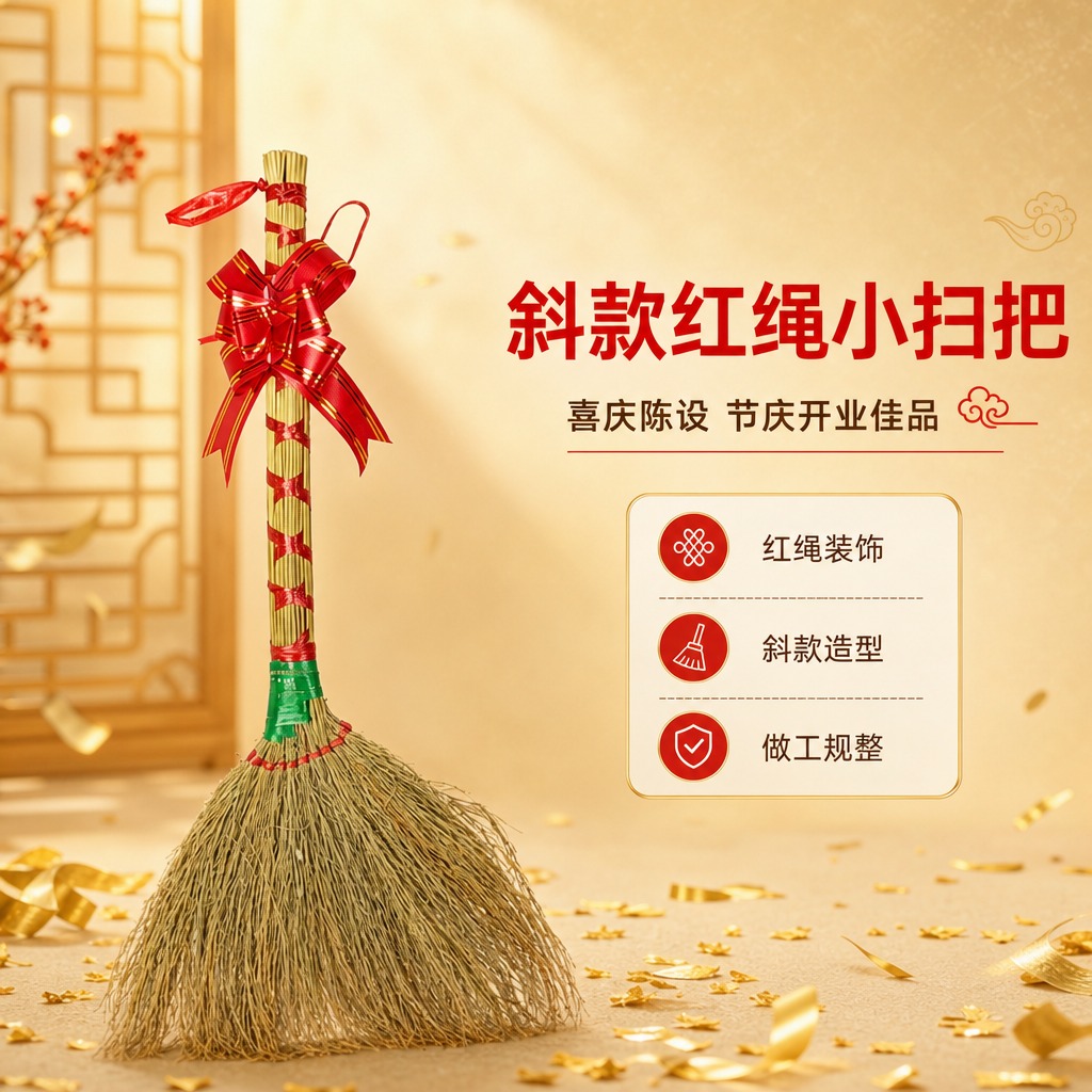 [商品] 使用【图1】小扫把斜款捆红绳；保留高粱穗扫把头、木柄… - 图片创意预览