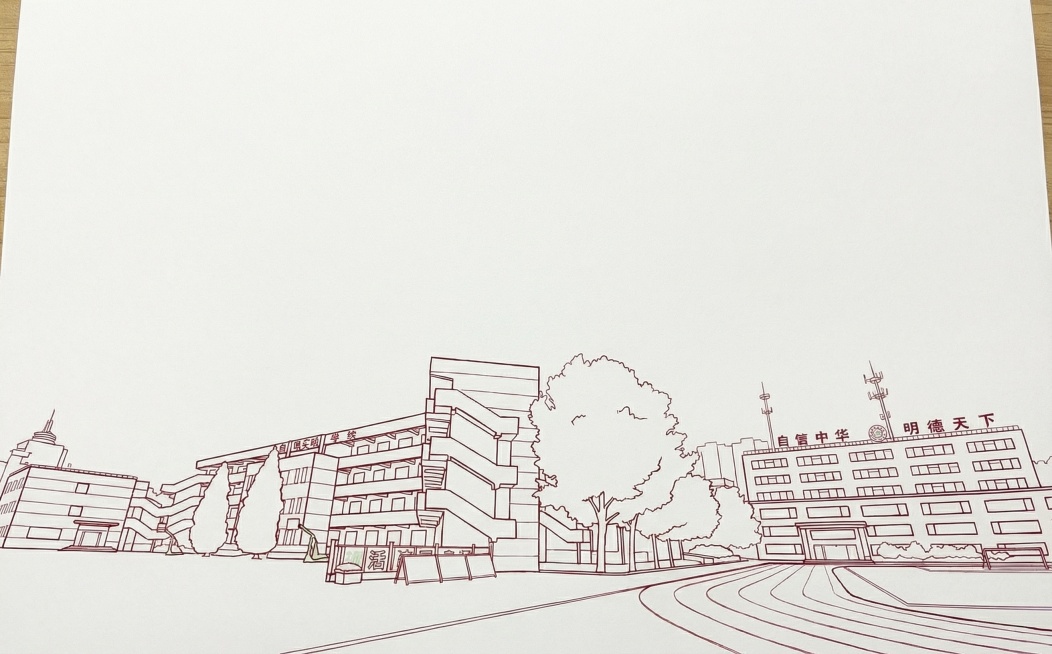 生成深红色线条图预览效果