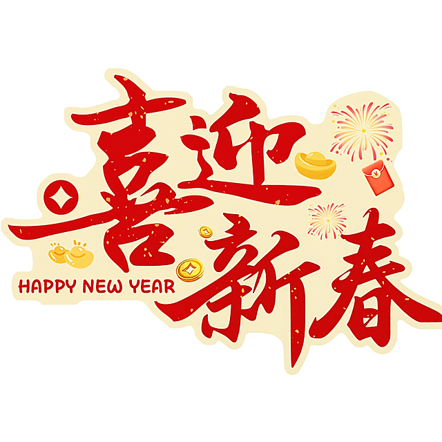 将文字“喜迎新年”改为“喜迎新春”，其他保持不变