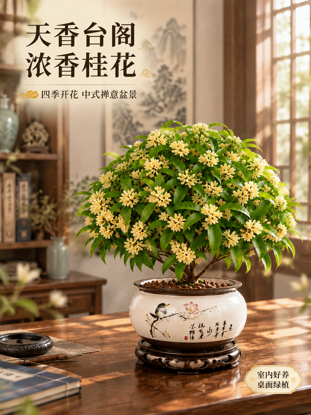 [主图-1] 天香台阁桂花盆栽 空间氛围英雄主图 突出产品整体… - 图片创意预览