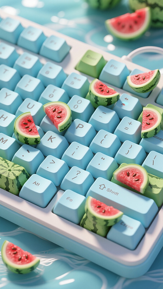 清新3D风键盘设计，轻拟物西瓜元素点缀，夏日清凉感十足。