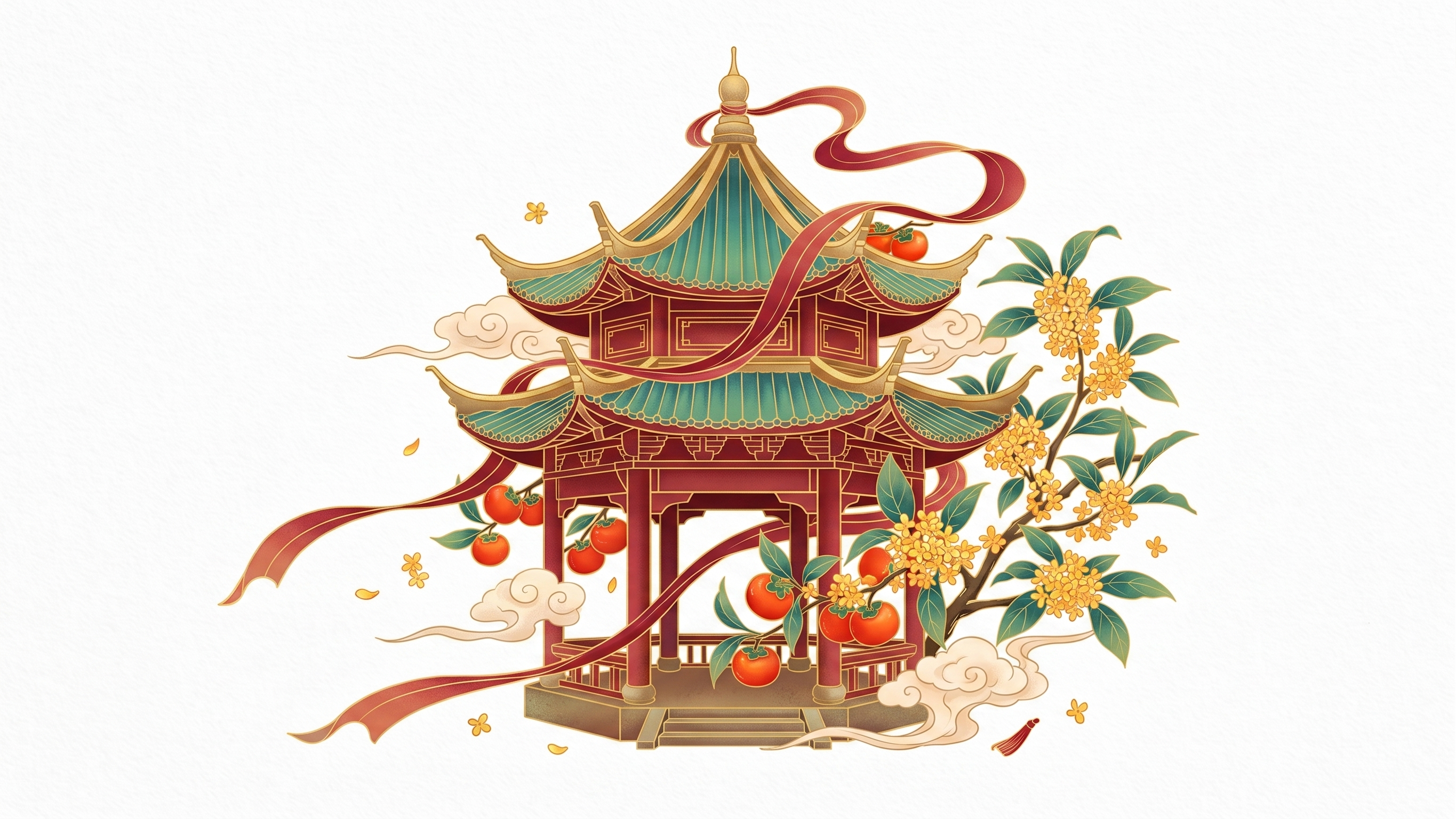 在画面中心位置，国风创意的图标，小元素设计，保留通透渐变层次与… - 图片创意预览