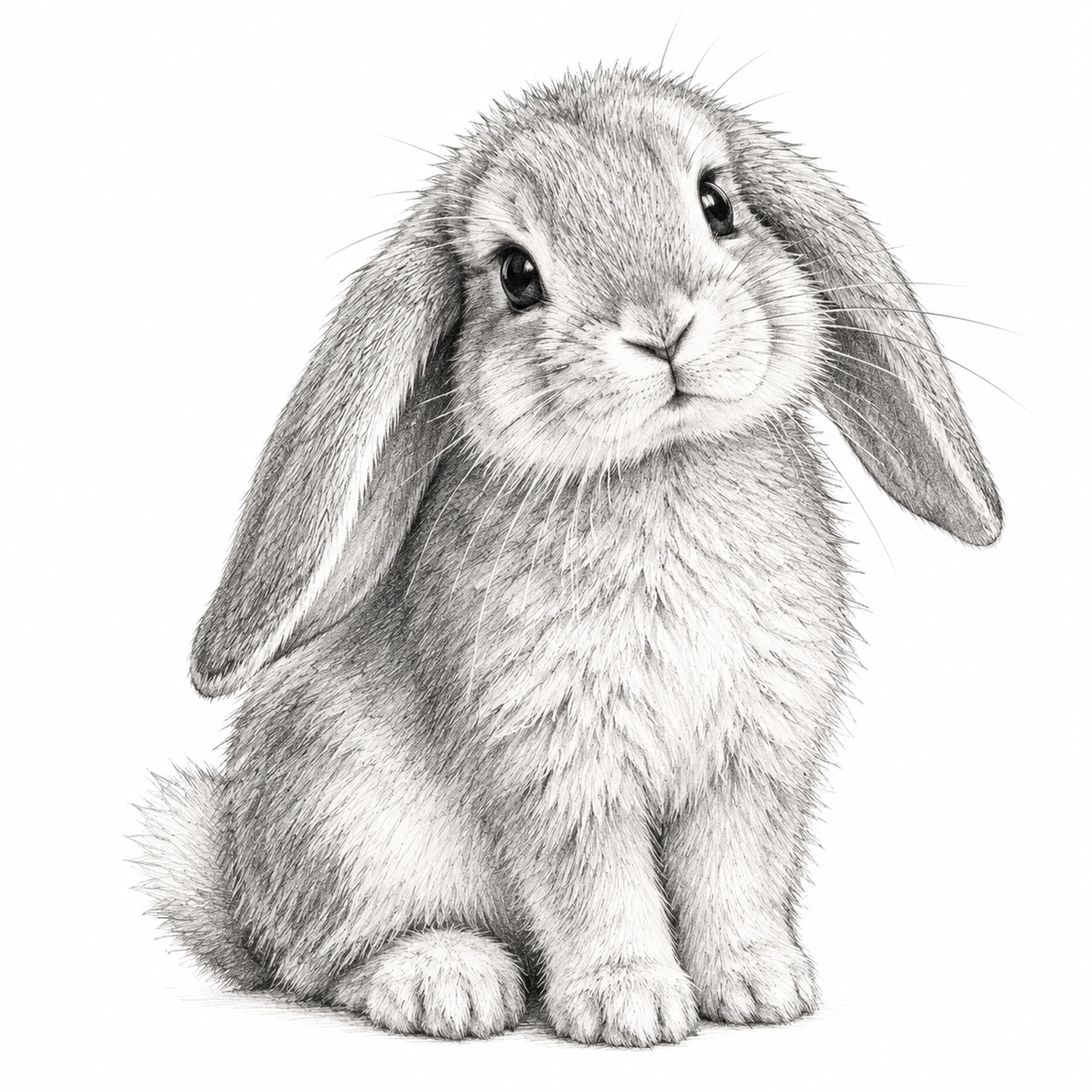 一只可爱的兔子素描画，铅笔手绘风格，细腻的线条勾勒出兔子毛茸茸… - 图片创意预览