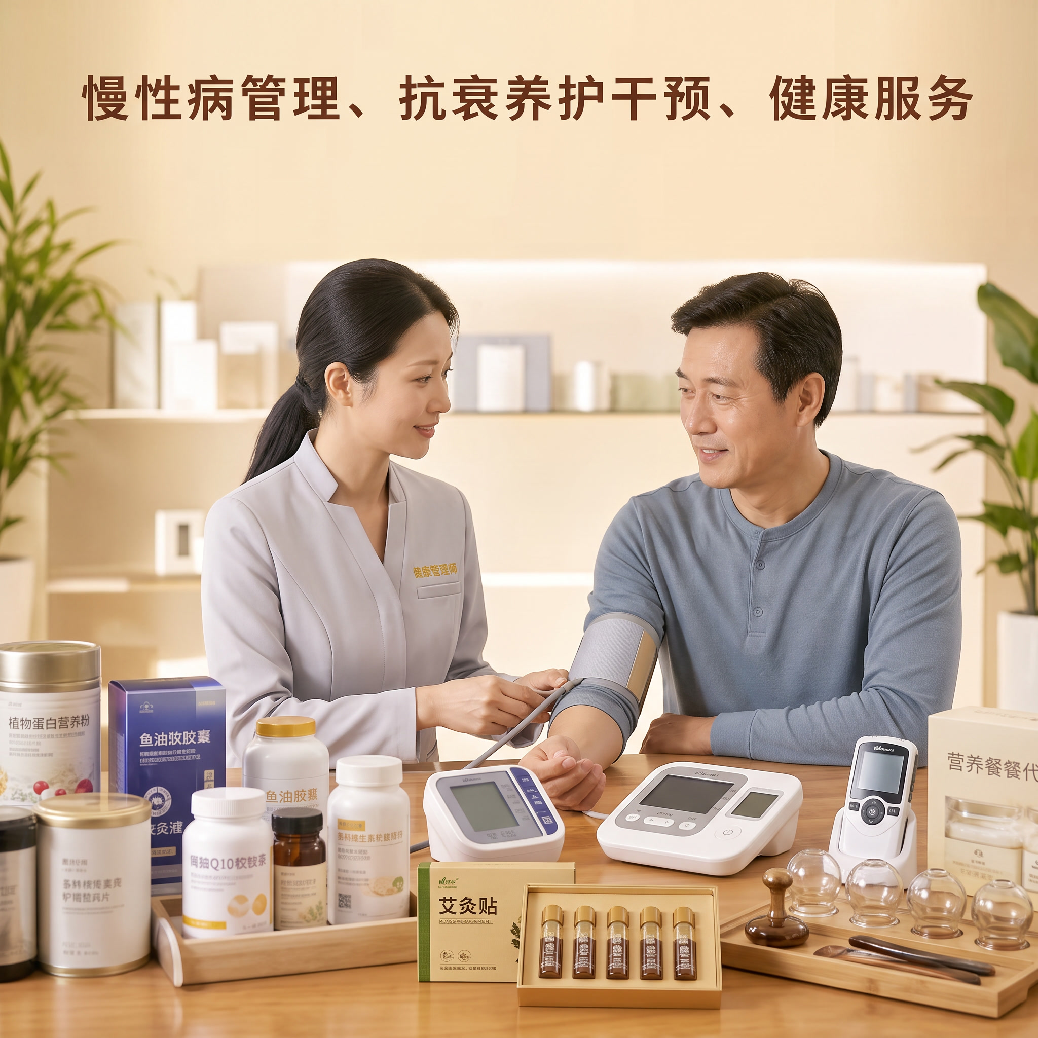 人物太大了，比例缩小， 检测人员的衣服换成健康管理师的衣服，重… - 图片创意预览