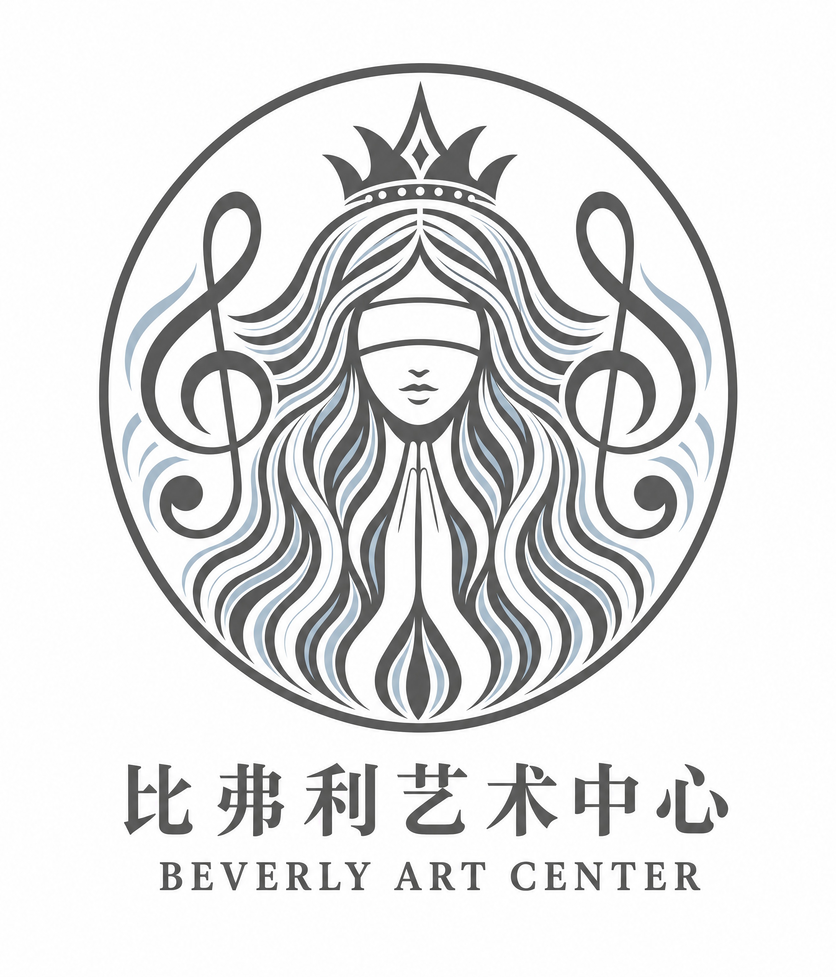 参考图2的扁平logo形式，将图1的蒙眼女神音乐符号圆形log… - 图片创意预览
