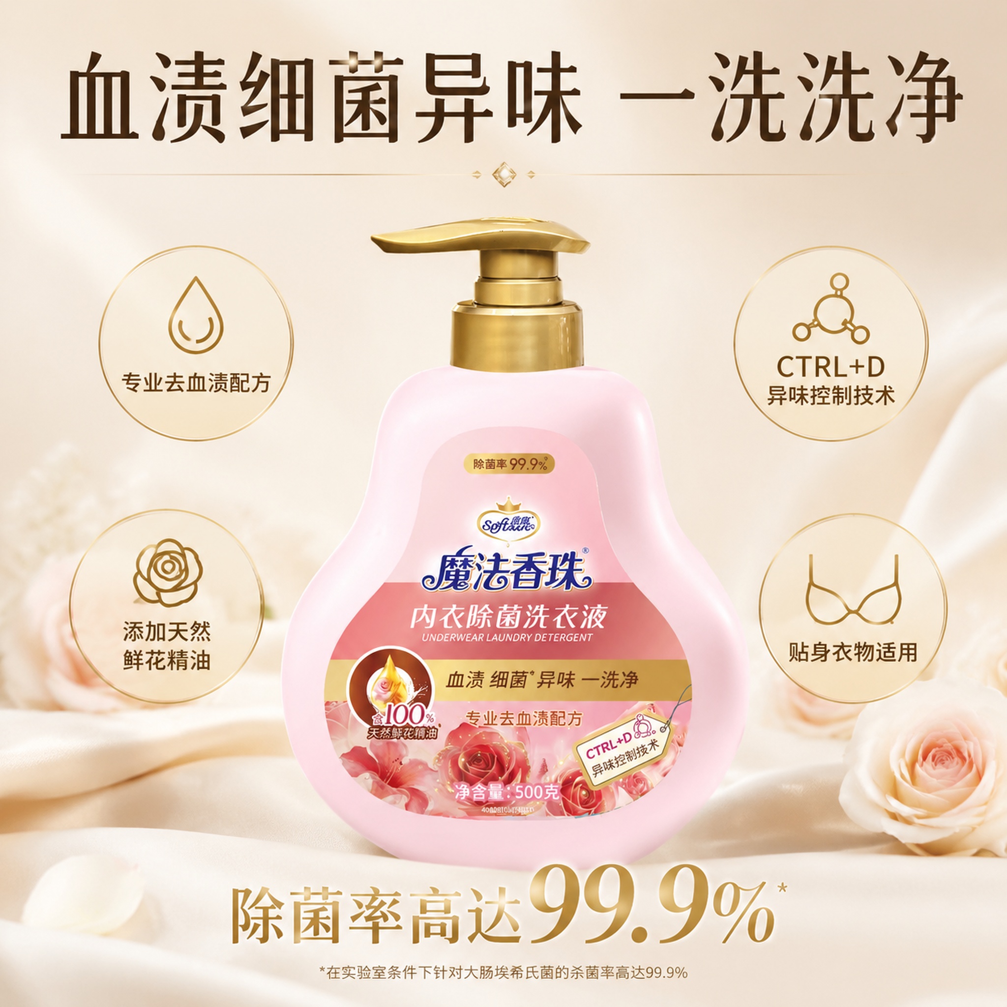 [主图-2] 魔法香珠内衣除菌洗衣液核心功效卖点图。 [氛围风… - 图片创意预览