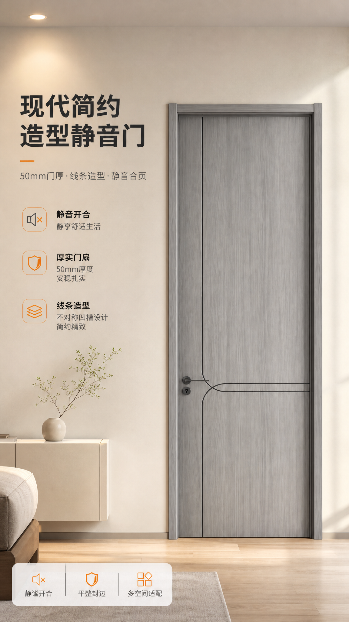 [商品] 使用【图35】灰木纹造型室内木门正面图；严格保留门面… - 图片创意预览