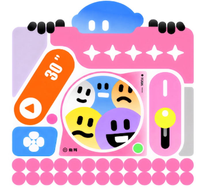 将图片里所有的紫色部分替换成#FC7BB1粉色，保留图标形状和其他元素不变，保持原有的3D立体圆角卡通风格预览效果
