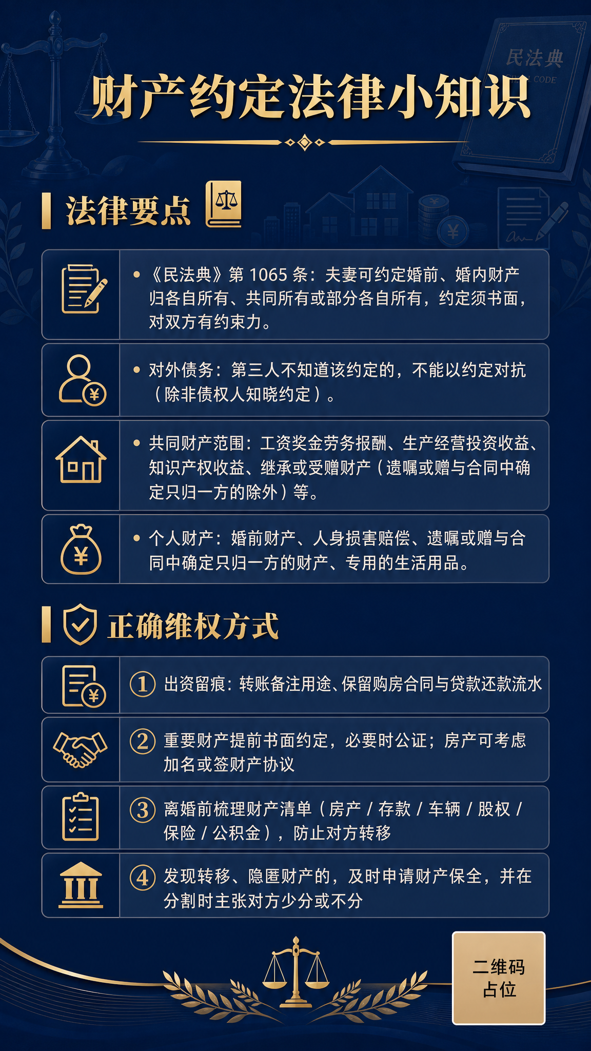 一张庄重正式的法律知识科普海报，竖版9:16比例。整体风格庄重… - 图片创意预览
