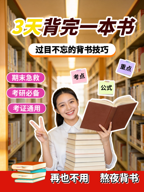 背书经验技巧分享考试必备拼贴风小红书封面预览效果