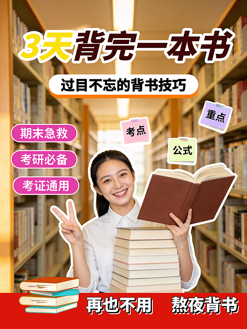 背书经验技巧分享考试必备拼贴风小红书封面