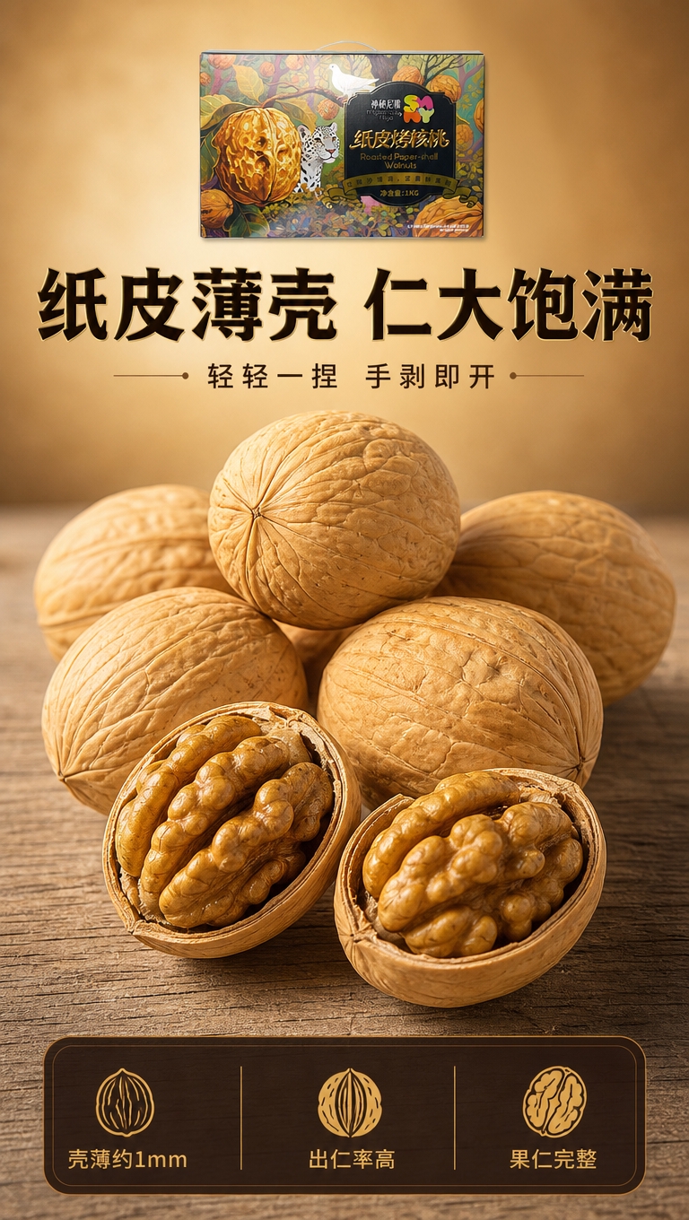 [商品] 使用【图2】神秘尼雅纸皮烤核桃礼盒正面图作为顶部小尺… - 图片创意预览
