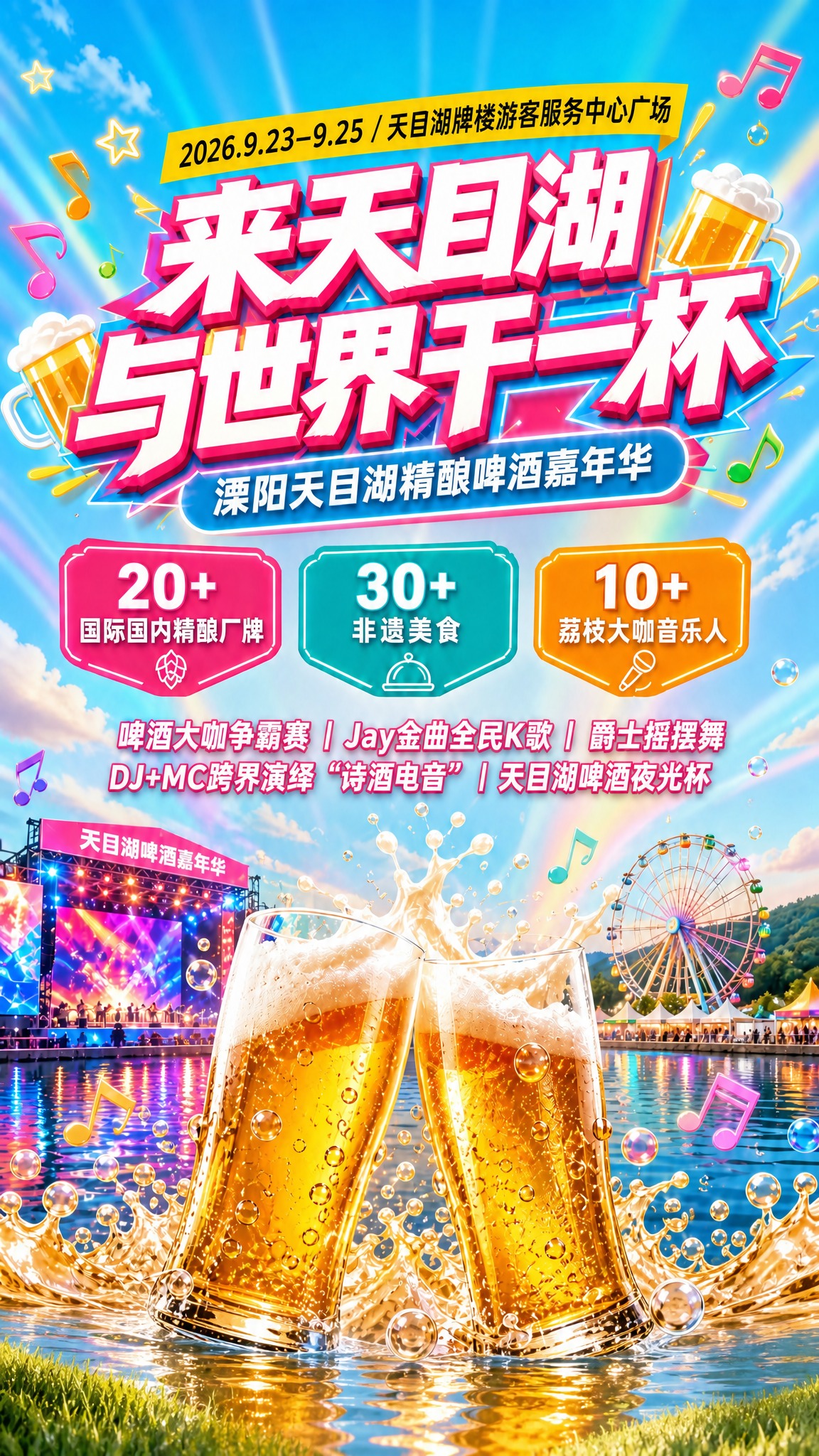 图生图编辑这张抖音9:16多巴胺啤酒节海报：删除海报最底部整条… - 图片创意预览