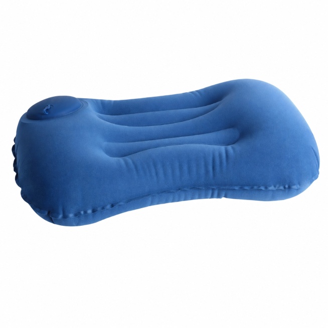 Based on the provided product image, generate an Amazon main image for a navy blue inflatable pillow预览效果