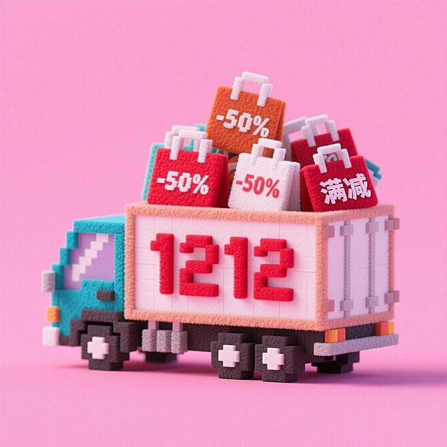 双12创意毛毡小车素材