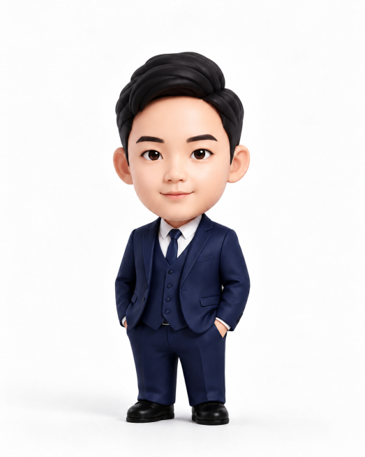 给这个3D公仔添加一个小幅度的微笑表情，保持脸型、服装、姿势、3D卡通风格和背景都不变，微笑自然柔和预览效果